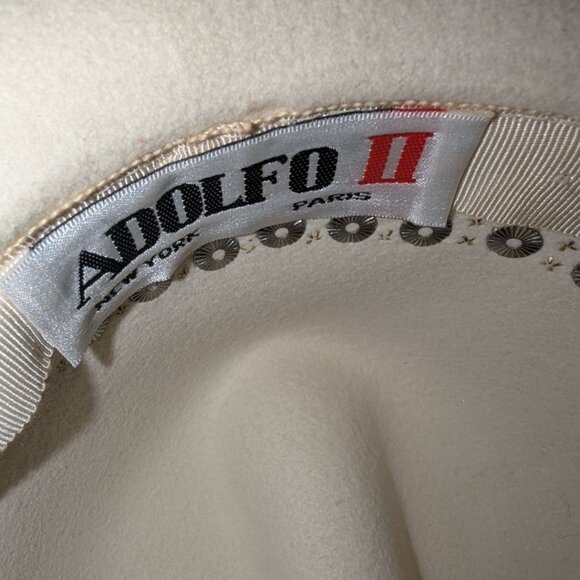 Adolfo II Rhinestone Cream Hat main image 5